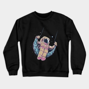 Astronaut in moon swing Crewneck Sweatshirt